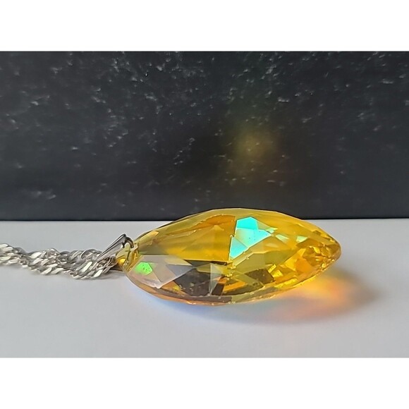 925 Sterling Silver Faceted Crystal Pendant Necklace Vintage Made In Mexico - Picture 6 of 10